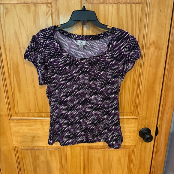 Worthington Purple and Black Short Sleeve Top - Picture 1 of 4